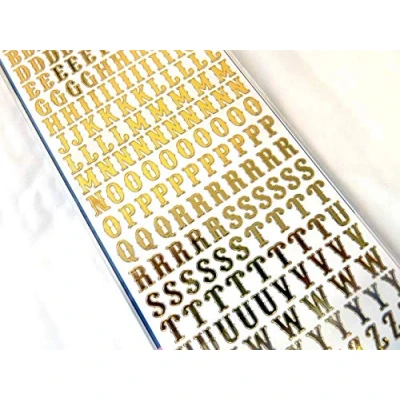Image of Small Gold Sticky Adhesive Letters, Alphabet A Z, Labels Stickers for Craft