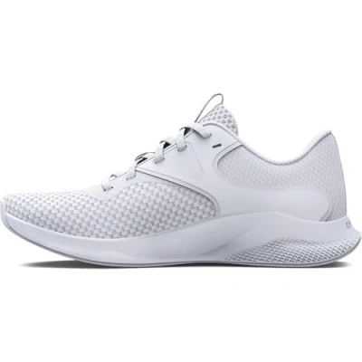 Image of Under Armour Charged Aurora 2 Training shoe, Women&#039;s, Size: 7, White/metallic warm silver Textile/synthetics