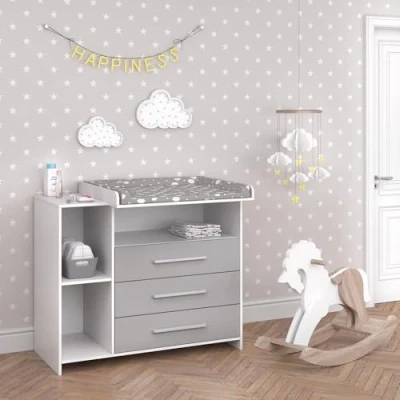 Image of Vicco Changing dresser Oskar, Grey/White, 113 x 100 cm