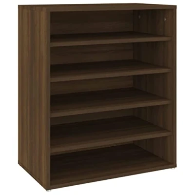 Image of vidaXL Shoe Cabinet with Spacious Shelves, Brown Oak Engineer Wood, Stable Top for Decor Display, Dust Free Storage Solution Bedroom and Hallway
