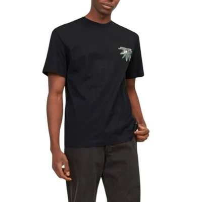 Image of JACK &amp; JONES Men&#039;s Jortampa Back Tee Ss Crew Neck Sn T Shirt, Black, S