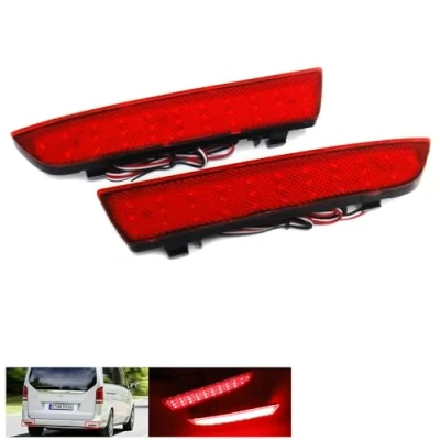 Image of RZG 2x Red Lens Rear Bumper Reflector LED Fog Tail Stop Brake Light DRL For 2014+ MB W447 Vito V Class