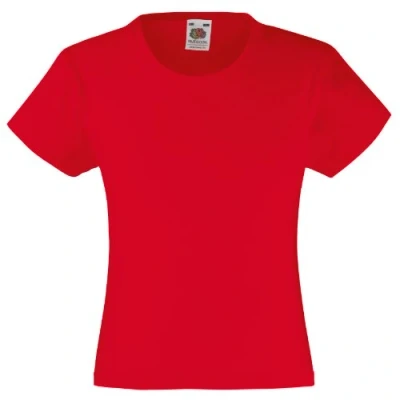 Image of Fruit of the Loom Girl&#039;s Valueweight T Shirt, Red (Red 40), 5 6 Years UK