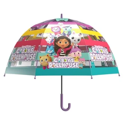 Image of CyP Brands Gabby Children&#039;s Umbrella, Bubble, Transparent, Manual 48 cm, Multicoloured, Official Product, transparent