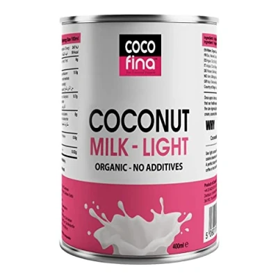 Image of Cocofina Organic Light Coconut Milk BPA Free Can No Guar Gum Xanthan or Additives 400ml (Pack of 6)