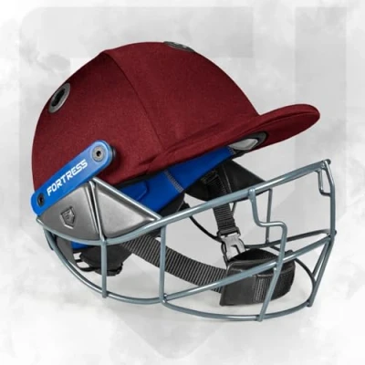Image of FORTRESS STL Cricket Helmet Proffesional Grade For Junior, Youth &amp; Senior Players 3 Sizes Adjustable Helmets 4 Colour Options (Maroon, Small (54 56cm))