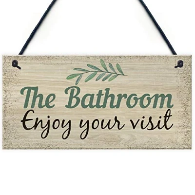 Image of RED OCEAN Bathroom Toilet Loo Welcome Shabby Chic Novelty Sign Wall Door Plaque Home Decor Gifts