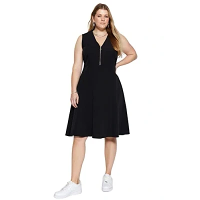 Image of Trendyol Women Maxi Skater Relaxed fit Woven Plus Size Dress,Black,42