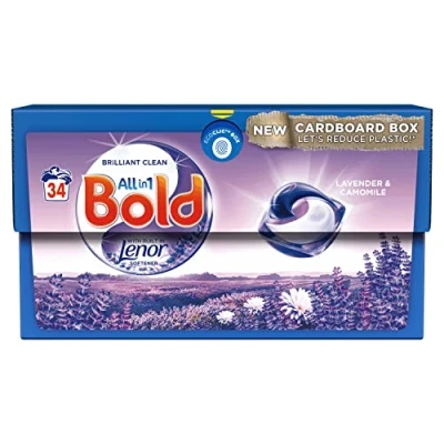 Image of Bold All In 1 Pods Washing Liquid Laundry Detergent Capsules 34 Washes, Lavender and Camomile, For Brilliant Clean With Built Fabric Softener