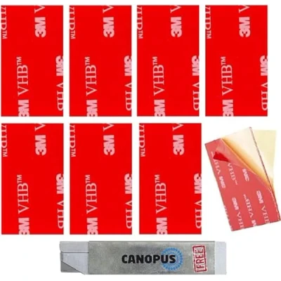 Image of CANOPUS 3M Double Sided Pads Clear Heavy Duty 4910 (8 PCs 25.4mm x 50mm), Waterproof VHB Sticky Pads, Home Decor, Number Plate