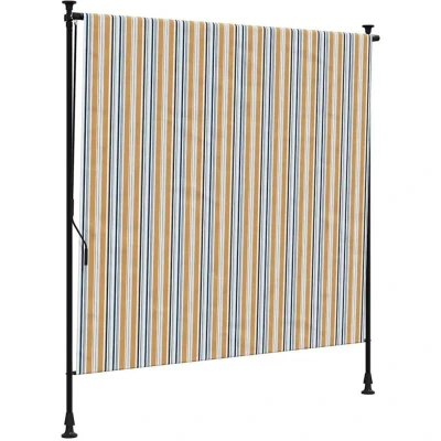 Image of vidaXL Outdoor Roller Blind Yellow and White 150x270 cm Fabric&amp;Steel