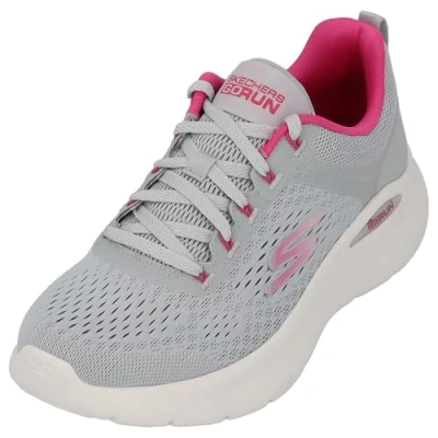 Image of Skechers Women&#039;s 129423 GYPK Trainers, Gray Textile/Pink Trim, 7 UK