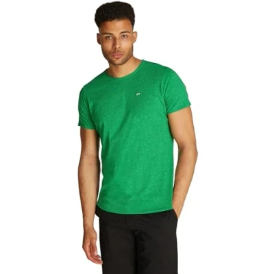 Image of Tommy Jeans Men&#039;s Short Sleeve Round Neck T Shirt, Green (Green Malachite), 6XL