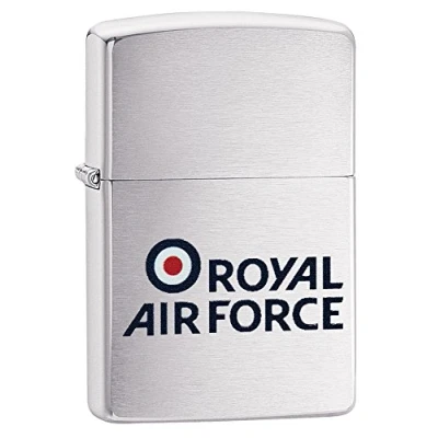 Image of Zippo Unisex Royal Air Force Logo Windproof Pocket Lighter Brushed Chrome, One Size