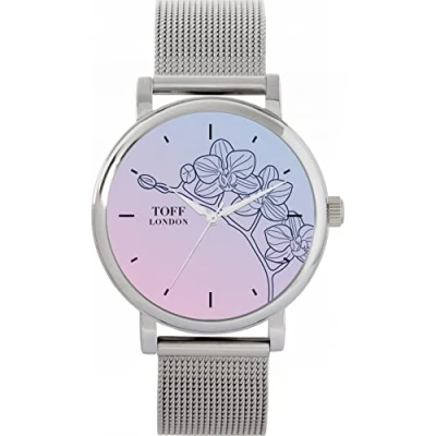 Image of Toff London Ladies Blue Orchid Flower Watch