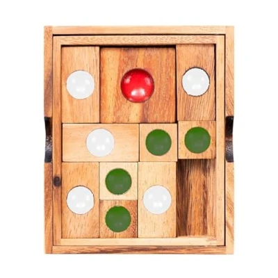 Image of Engelhart 350110 KHUN PHAEN red donkey Escape from Prison wooden brain teaser puzzle strategy game age 10