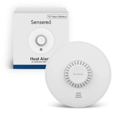 Image of Sensereo 10 Years Standalone Heat Alarm, Detector for homes &amp; office, Sealed Battery with installation package included, Conforms to BS 5446 2:2003 Standard