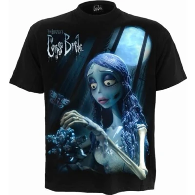 Image of WB Studio Corpse Bride Glow in The Dark Front Print T Shirt Black M