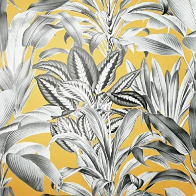 Image of Arthouse Greenhouse Plants Ochre Yellow Wallpaper Foliage Plant Botanic Design for Living Spaces &amp; Feature Walls Kitchen Bedroom Hallway Dining Room Office Study 10.05m x 0.53m Roll 909502
