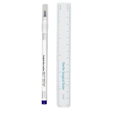 Image of Skin Marker Pen for Eyebrows, Single Nib, 1x &amp; Ruler, Tattoo Permanent Microblading Ruler