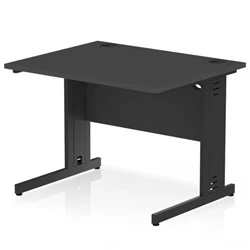 Image of Impulse 1000x800mm Straight Desk Black Top Cable Managed Leg