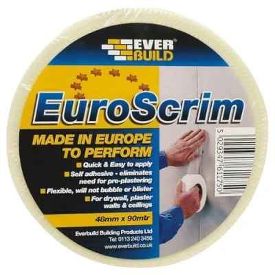 Image of Everbuild EuroScrim Self Adhesive Scrim Tape High Tack Off White 48mm x 90m
