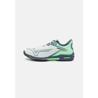 Image of Mizuno WAVE EXCEED TOUR 6 AC Tennis Shoes White/India Ink/Neo Mint Women/Men Size 8