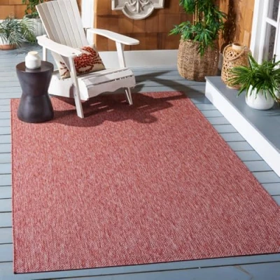 Image of SAFAVIEH Contemporary Rug for Indoor &amp; Outdoor Courtyard Collection, Short Pile, in Red and color, 160 X 231 cm