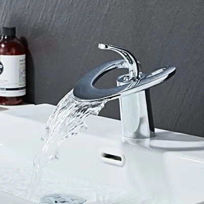 Image of Waterfall Basin Taps Bathroom Mixer Sink Tap Chrome Single Lever Hot and Cold Monobloc