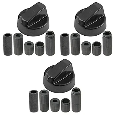 Image of Spares2go Universal Black Control Switch Knob for All Makes and Models of Oven Cooker &amp; Hob (Black, Pack 3)