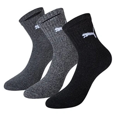Image of Puma Unisex K rey pu507e12 Short Crew Sports Socks Pack of 3 Anthracite Grey 12 14 UK 47 49 , Grey,