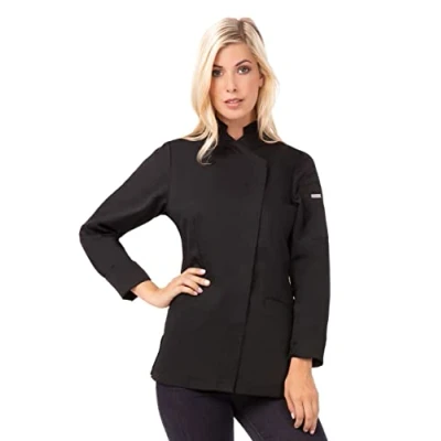 Image of Chef Works Women&#039;s Marrakesh V Series Coat Jacket, Black, Medium