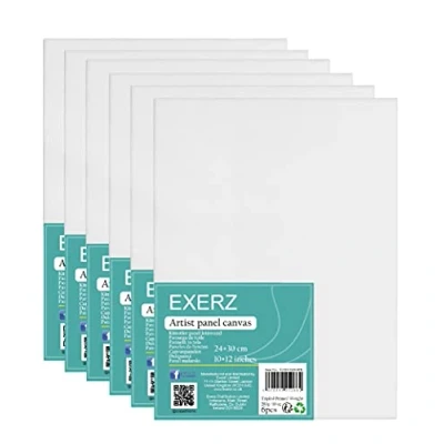 Image of Exerz 24x30cm Canvas Panel 3mm 6pcs 280gsm 100% Cotton/Blank Artist Board/Triple Primed/Acid Free/Medium Grain Oil &amp; Acrylic