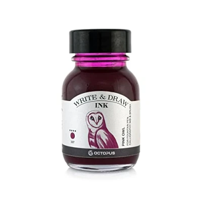 Image of Octopus Write and Draw Ink 397 Pink Owl Waterproof for Writing Drawing Calligraphy Non fading Fountain Pen 50ml
