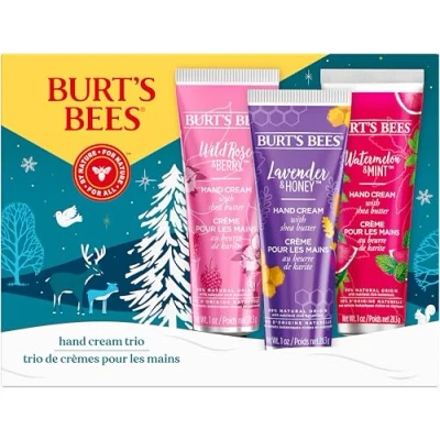 Image of Burt&#039;s Bees Hand Cream Gift Set With Shea Butter, Lavender &amp; Honey, Wild Rose Berry and Watermelon Mint, 3 Pack