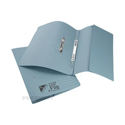 Image of [5 Pack] Blue Foolscap Pocket Transfer Spring Files 285gsm 32mm Capacity