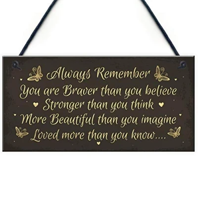 Image of RED OCEAN Stronger Inspirational Hanging Plaque Friendship Quote Gifts Butterfly Love Sign