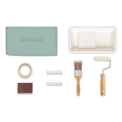 Image of Rust Oleum Ready to Roll Eco Paint Kit (Small) Bathroom Wood &amp; Cabinet Satin Ocean Blues