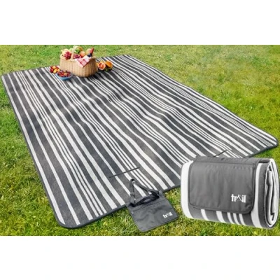 Image of Trail Extra Large Picnic Blanket, Soft Fleece Rug, Waterproof Backing, Foam Insulation, Fleecy Top, Parasol Slit, Peg Points, Cover with Strap, Portable Camping Garden Beach Mat (Grey / 3m x 2m)