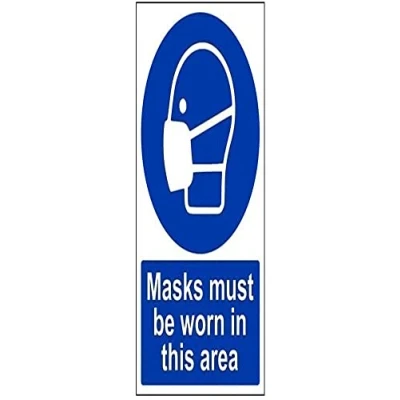 Image of VSafety Marks Must Be Worn In This Area PPE Sign Portrait 200mm x 300mm 1mm Rigid Plastic