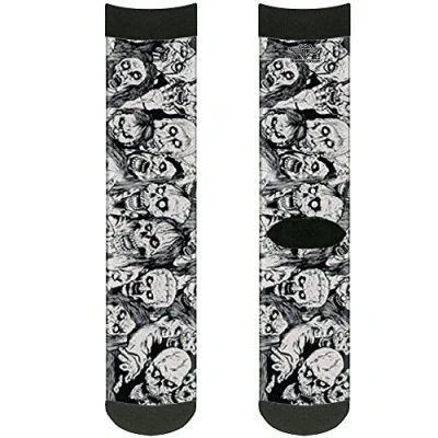 Image of Buckle Down Unisex Adult&#039;s Socks Zombie Skulls Sketch Crew Backpacks, Multicolor