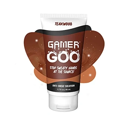 Image of Gamer Goo Antiperspirant Dry Grip for Sweaty Hands Anti Sweat Hand Lotion Non Sticky, Toxic, TSA Travel Safe, Made in USA 2 oz. (60mL) (Teakwood)