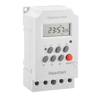 Image of Heschen Digital LCD Power Weekly Programmable Electron Timer Switch, KG316T II, 220 240VAC 25Amp, 4 Screw Terminals
