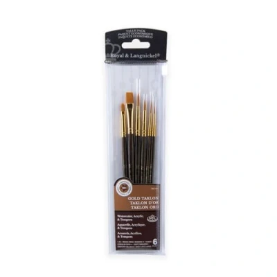 Image of Royal and Langnickel RSET 9161 Taklon Variety Brush Set Gold (Pack of 6)