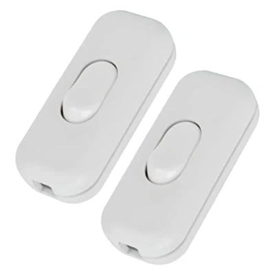 Image of 2 Pack Torpedo Switch 6Amp Inline Cord for Small Appliance or Lamp Flat Wire Light Bulb White，White Rocker in Line AC 6A Dual Pole Table