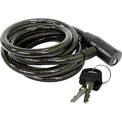 Image of Rolson Bicycle Coil Lock, 12 x 2000 mm, Key 1 piece, Modern, Nylon/a, Pvc