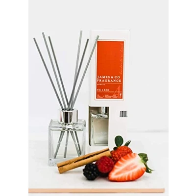 Image of James &amp; Co No.4 Red (Spiced Berries, Cinnamon Vanilla) 100ml Home Fragrance Reed Diffuser Set