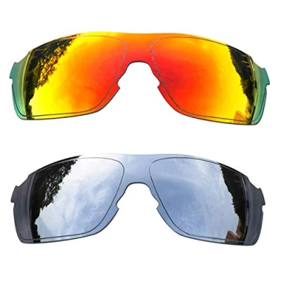 Image of SOODASE For Oakley EVZero Pitch Sunglasses Red/Silver 2 Pairs Polarized Replacement Lenses