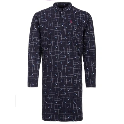 Image of Henry Terre Men&#039;s Long Sleeve Branch Pattern Chest Pocket Button Down Nightdress Size M 3XL, charcoal, XXL