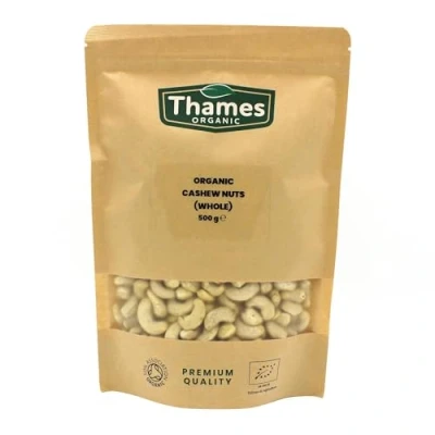 Image of Organic Cashew Nuts Source of Protein, High Fibre, Raw, Vegan, GMO Free, Certified No Additives or Preservatives Nutritious and Delicious Thames 500g